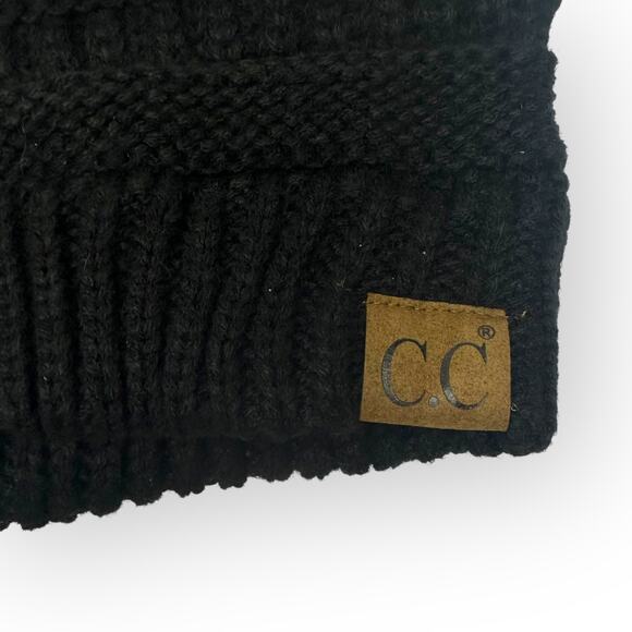 Classic NWT C.C Beanie Adult One Size HAT20A Black Slouchy Chunky Knit Winter - Picture 3 of 6
